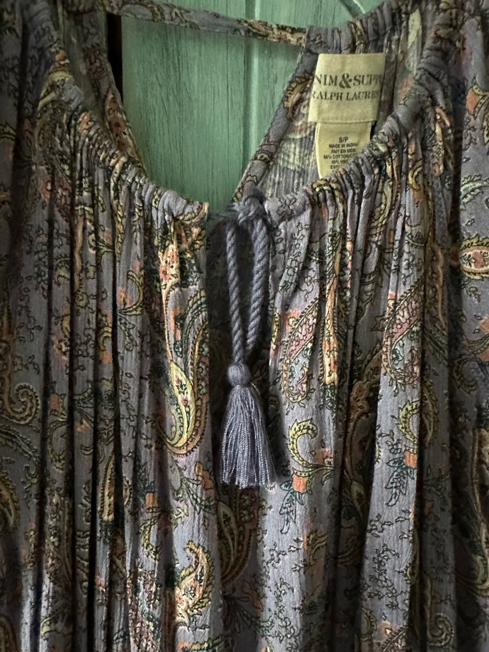 Ralph Lauren Boho Paisley Pleated Mini Dress in Lavender Purple. Size Small $40 - Picture 3 of 6